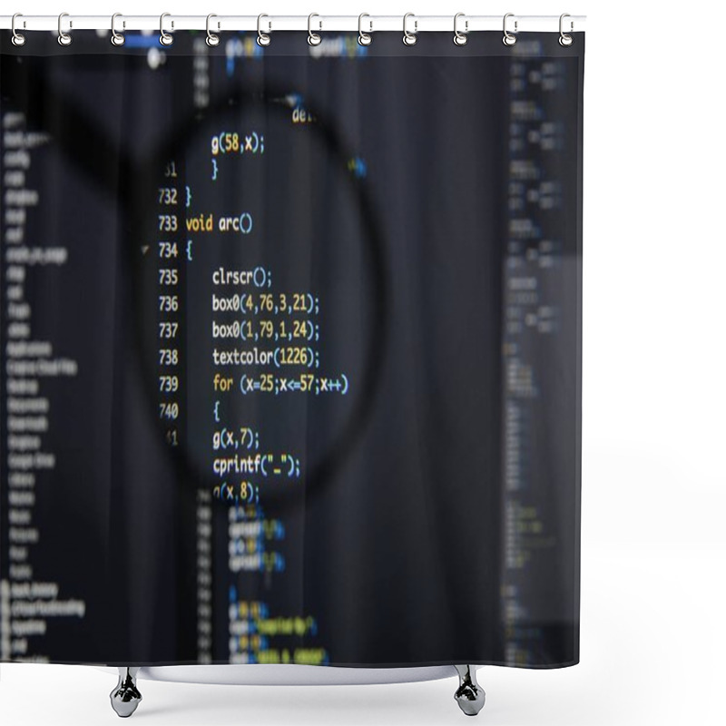 Personality  Real C / C++ Code Developing Screen. Programing Workflow Abstrac Shower Curtains
