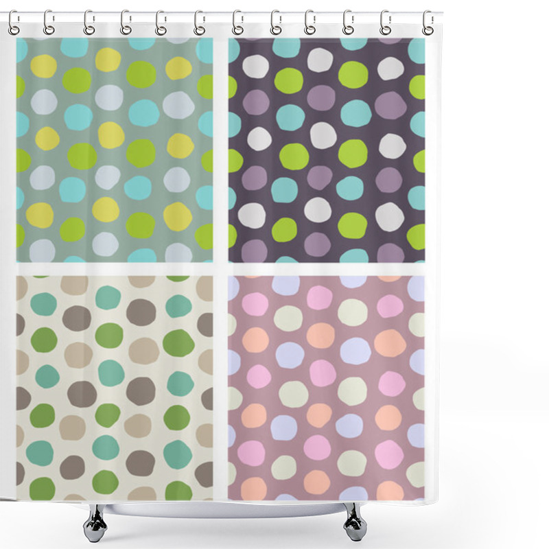 Personality  Dots Pattern Set Shower Curtains