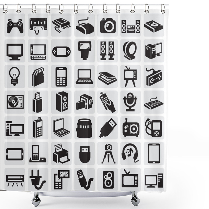 Personality  Electronic Devices Icons Shower Curtains