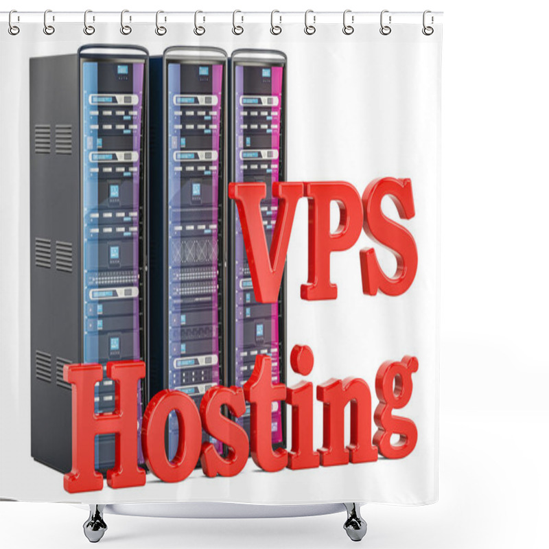 Personality  Virtual Private Server (VPS) Internet Hosting Service, 3D Render Shower Curtains