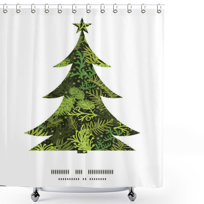 Personality  Vector Evergreen Christmas Tree Christmas Tree Silhouette Pattern Frame Card Template Shower Curtains