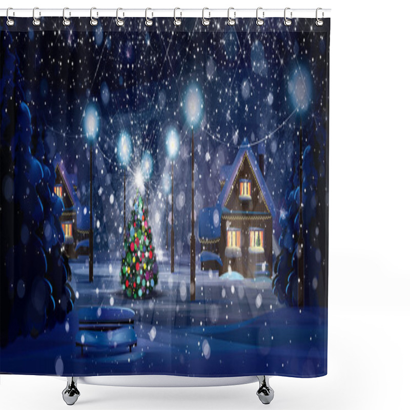 Personality  Merry Christmas Scene Shower Curtains