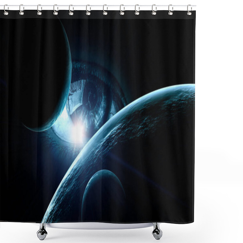 Personality  Human Eye And Space. Elements Of This Image Furnished By NASA. Shower Curtains