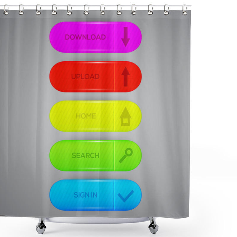 Personality  Web Buttons With Download, Upload, Home, Search, Sign In Shower Curtains