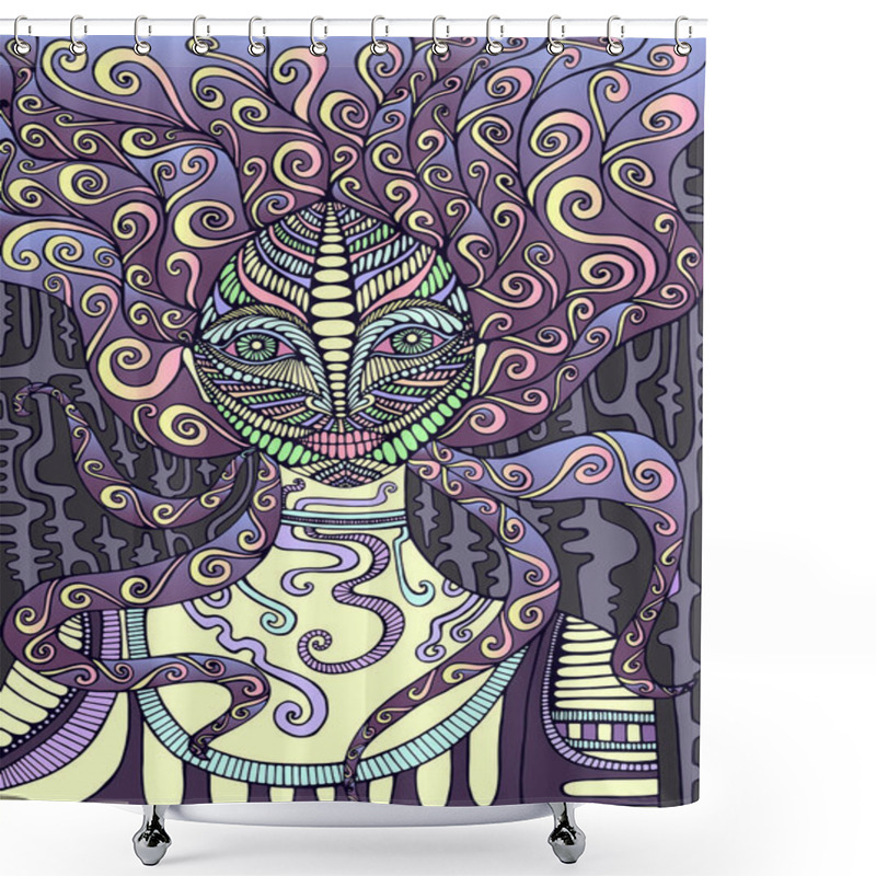 Personality  Shaman Boho Girl With Wavy Floral Hair.Fantastic Art With Fairy  Shower Curtains