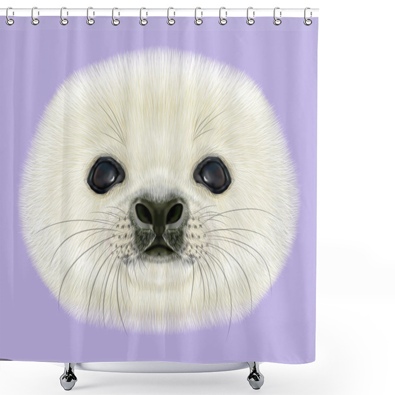 Personality  Illustrated Portrait Of Harp Seal Pup. Shower Curtains