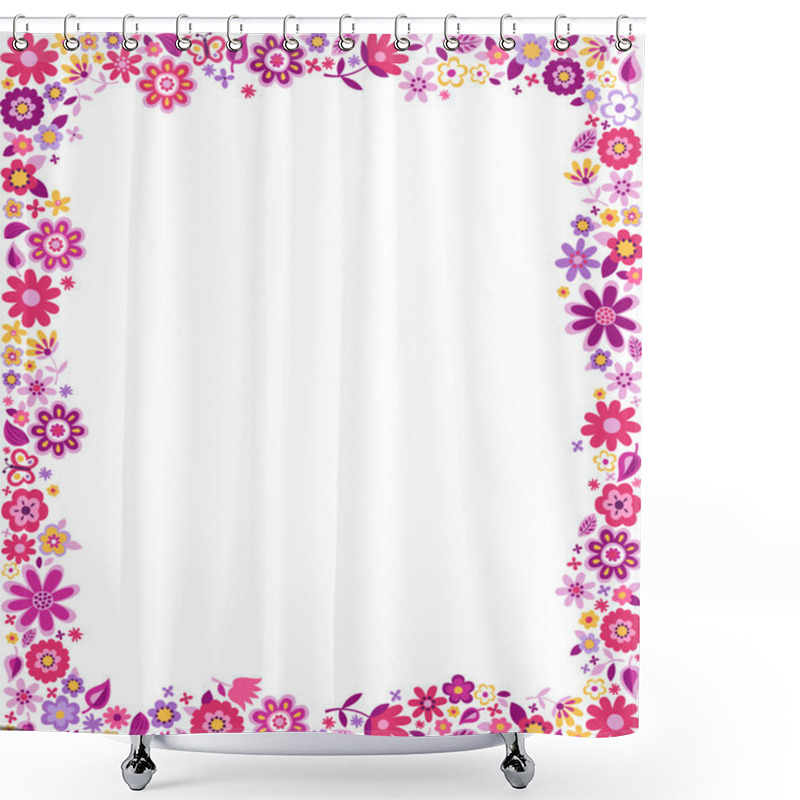 Personality  Floral Pattern Border Frame Shower Curtains