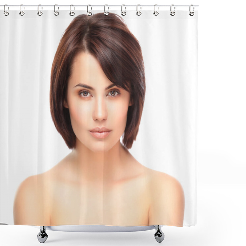 Personality  Young Woman With Clean Fresh Skin Shower Curtains