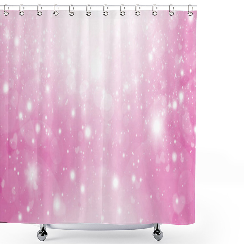 Personality  Pink And White Abstract Gradient Bokeh Background With Circles And Hearts. Soft Valentines Day Background Shower Curtains