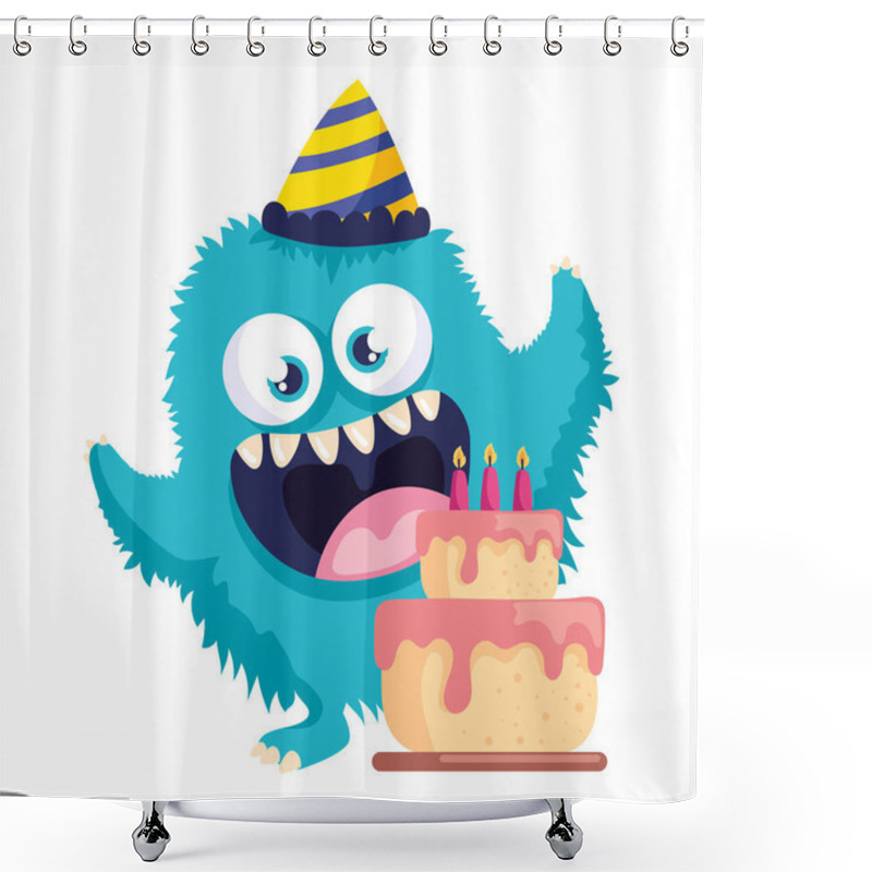 Personality  Cute Monster Birthday Party Isolated Shower Curtains