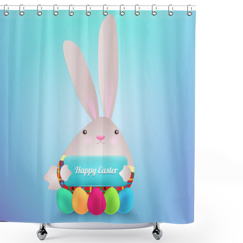 Personality  Paper Easter Egg Card. Vector Illustration Shower Curtains