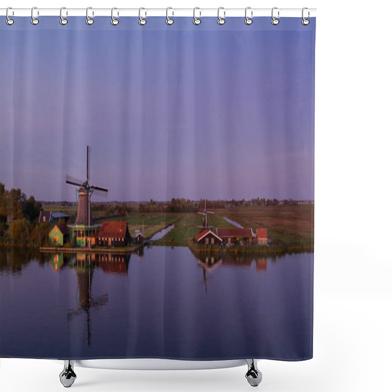 Personality  Sunrise Over The Dutch Windmills Shower Curtains