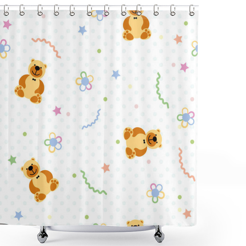 Personality  Vector Seamless Pattern With Toy Bears Shower Curtains