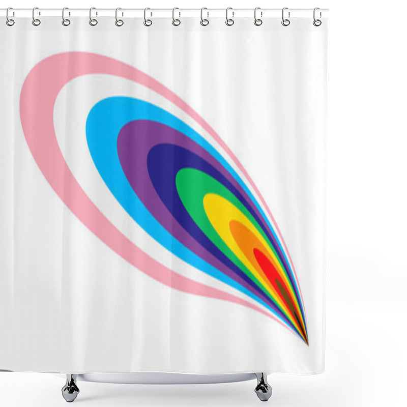 Personality  Pride Wavy Lines Shape. Modern Wave Icon With LGBTQ Pride Flag Colours. Colored Striped Shape For Design. Vector Illustration Isolated On White Background. Shower Curtains