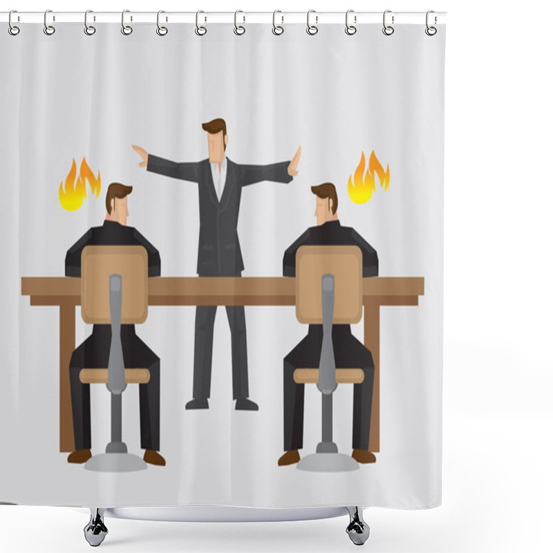 Personality  Business Mediator Cartoon Conceptual Vector Illustraiton Shower Curtains