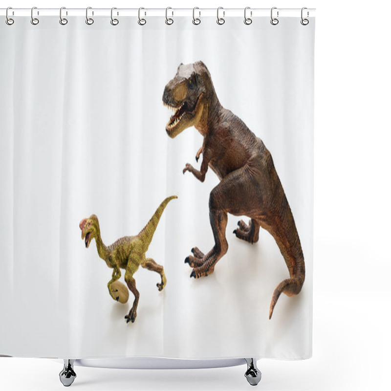 Personality  Isolated Dinosaur On White Background Shower Curtains