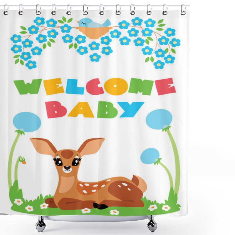 Personality  Welcome Baby Card Shower Curtains