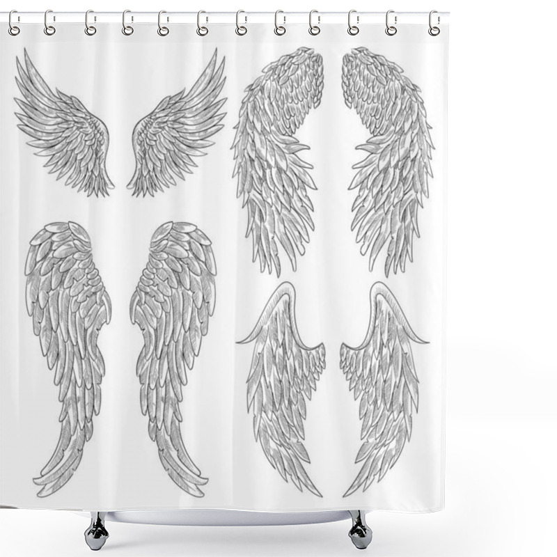 Personality  Heraldic Wings Set For Tattoo Or Mascot Design. Shower Curtains