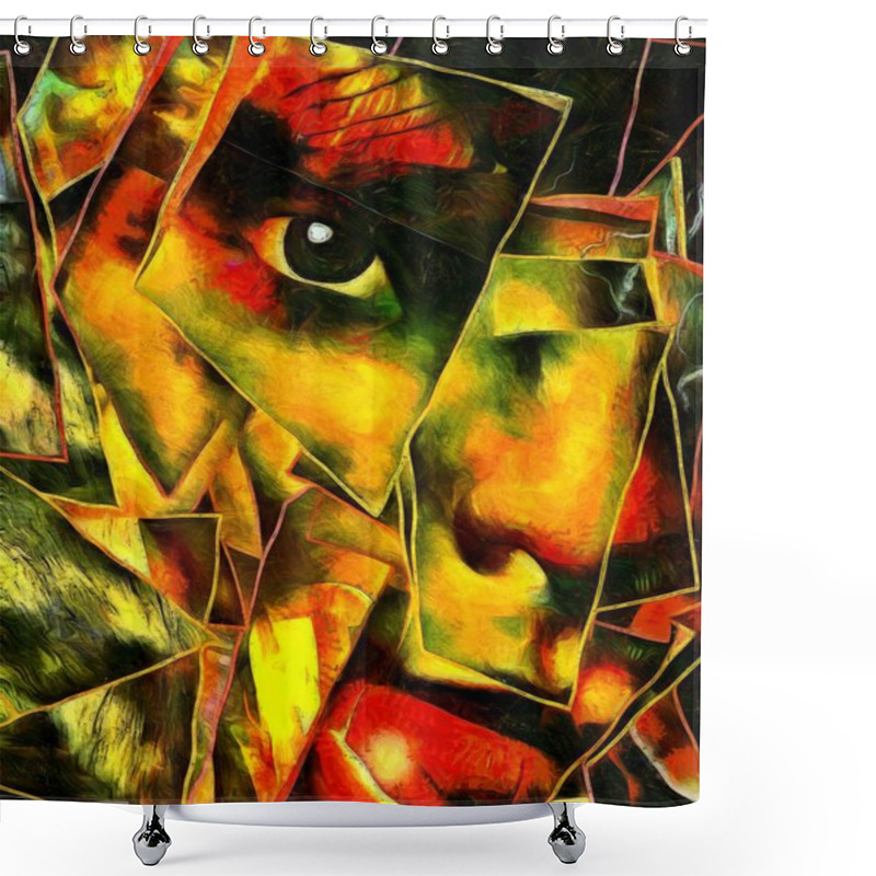 Personality  Dark Emotion Face. Multi Layered Abstract Shower Curtains