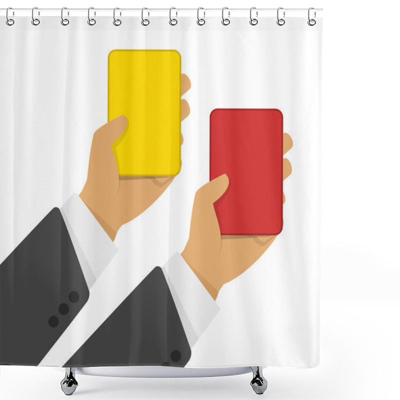 Personality  Red And Yellow Cards In Hand Shower Curtains