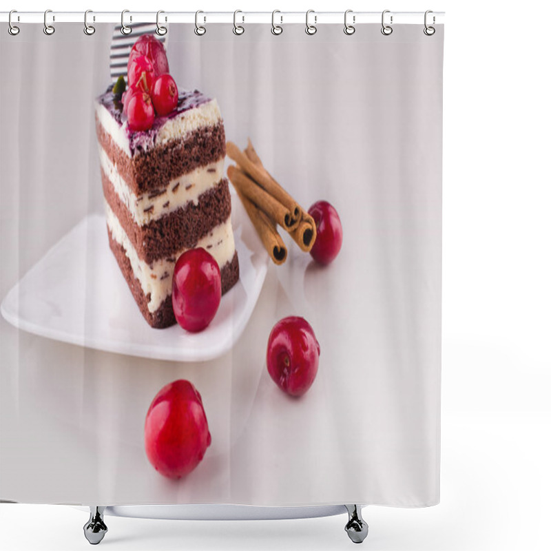 Personality  Delicious Fresh Baked Cream Cherry Cake Shower Curtains