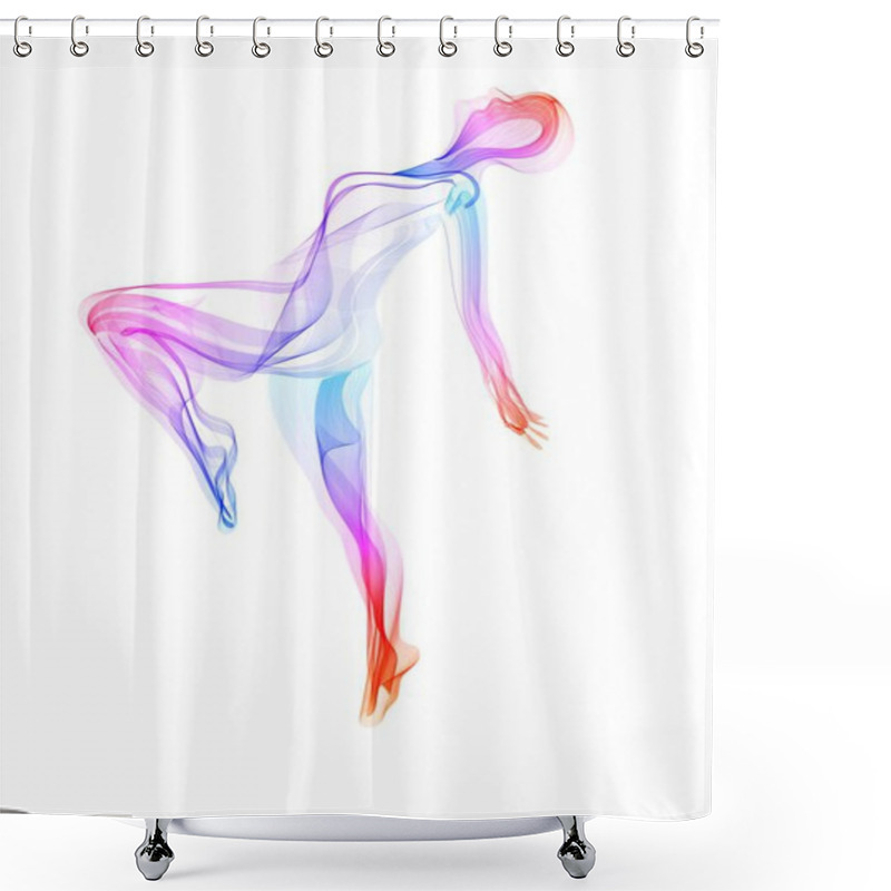 Personality  Abstract Dancer, Woman Silhouette Over White Shower Curtains