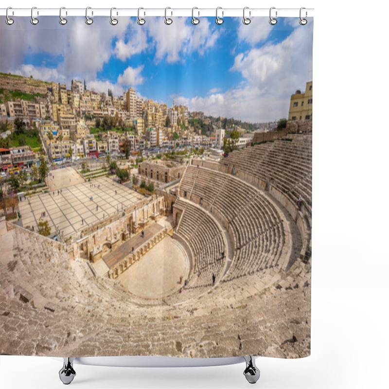 Personality  Aerial View Of Roman Theatre In Amman, Jordan Shower Curtains