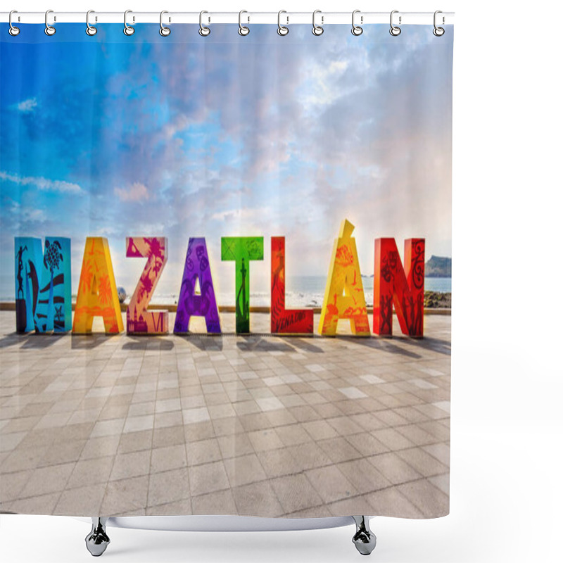 Personality  Big Mazatlan Letters At The Entrance To Golden Zone Zona Dorada , A Famous Touristic Beach And Resort Zone In Mexico Shower Curtains