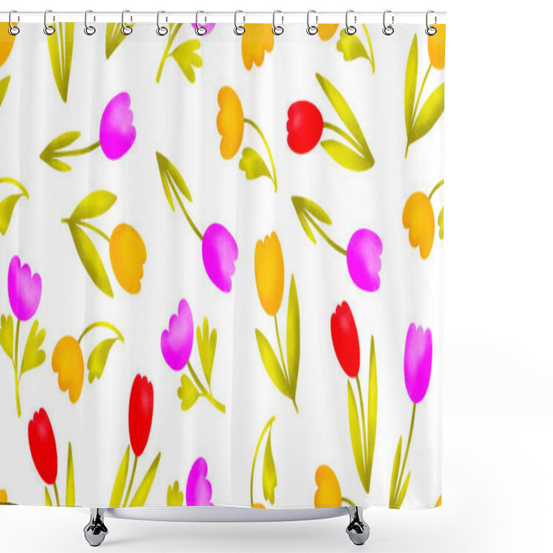 Personality  Seamless Pattern With Blooming Spring Flowers. Botanical Background. Isolated Pattern For Print, Textile, Wrapping Paper And Nursery Shower Curtains