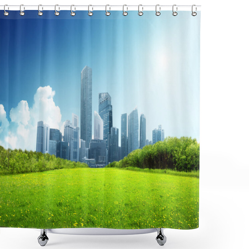 Personality  Spring Park And Modern City Shower Curtains