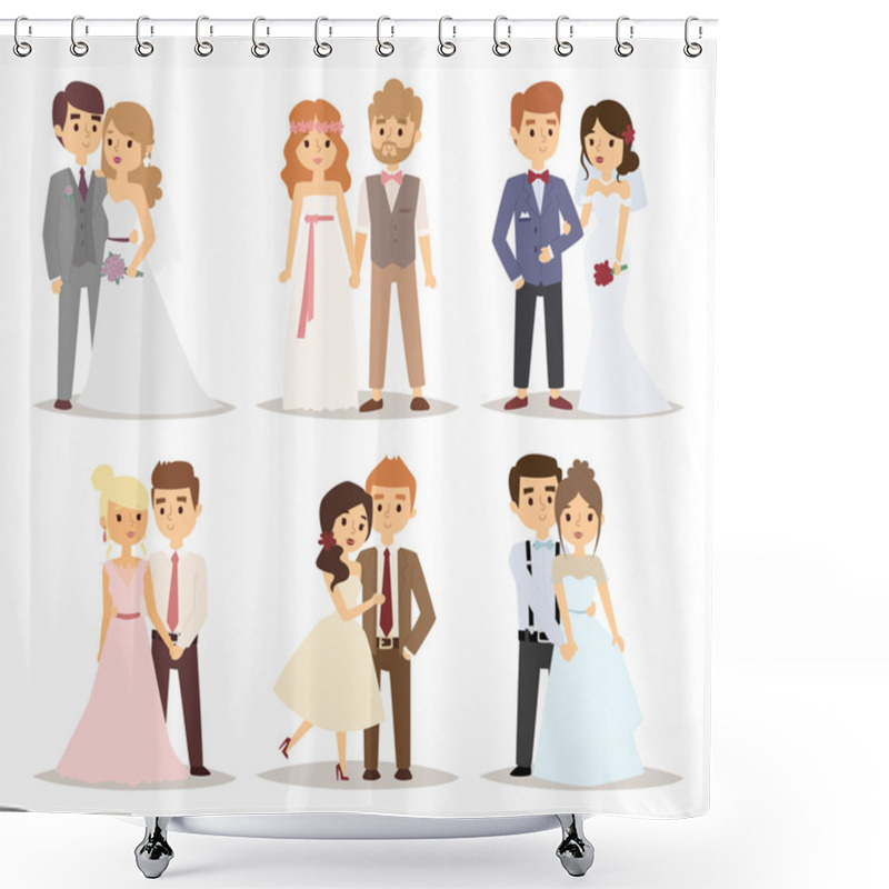 Personality  Wedding Couple Vector Illustration Shower Curtains