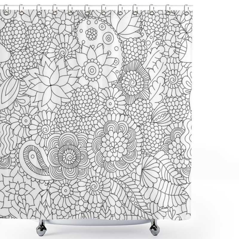 Personality  Doodle Pattern Black And White Shower Curtains