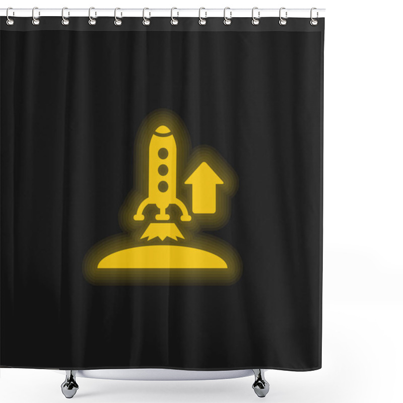 Personality  Ascending Rocket Yellow Glowing Neon Icon Shower Curtains