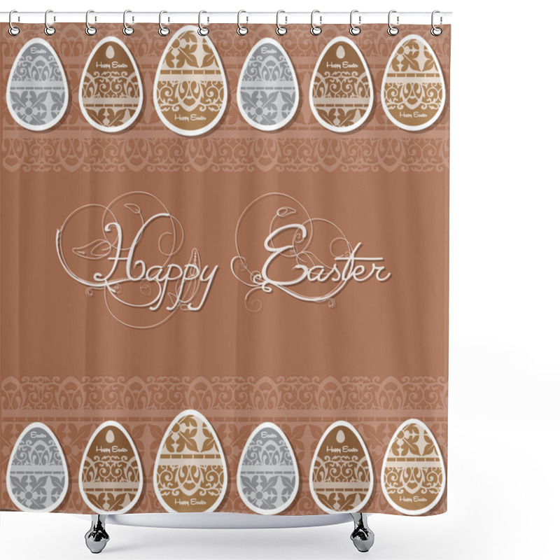 Personality  Happy Easter Card Vector Illustration Shower Curtains