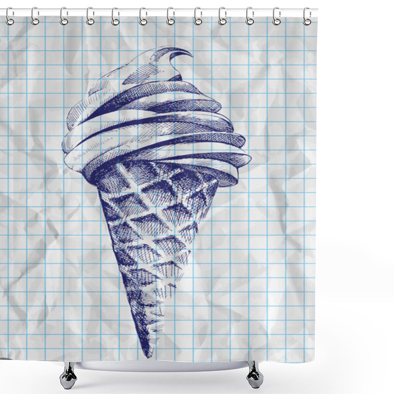 Personality  Ice Cream Cone Doodle, Vector Shower Curtains