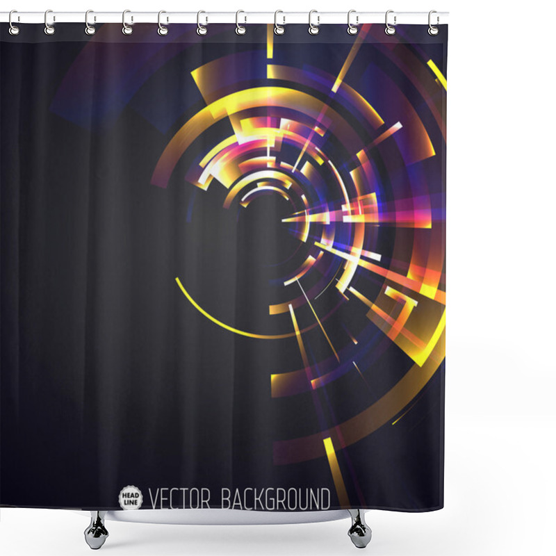 Personality  Techno Geometric Vector Circle Modern Science Abstract Background Shower Curtains