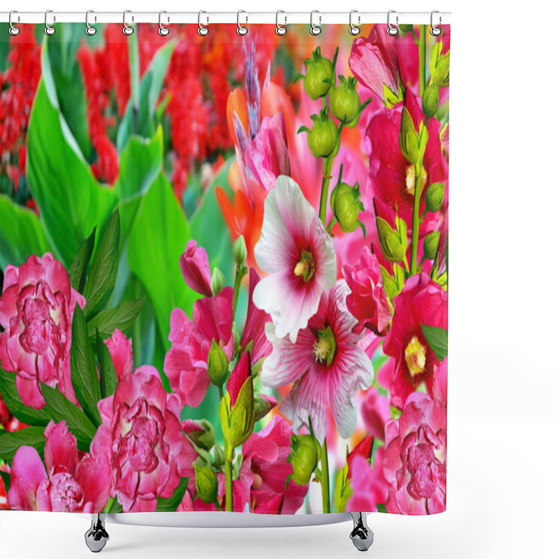 Personality  Summer Landscape. Flowering Branches Mallow Shower Curtains