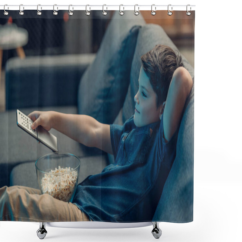 Personality  Little Boy Watching Tv Shower Curtains