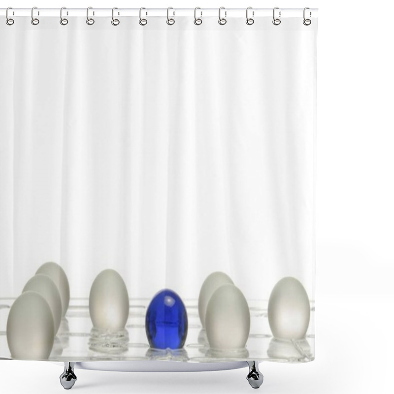 Personality  White Balls And One Blue Ball On A Game Board, Symbolic Image For Being Different Shower Curtains