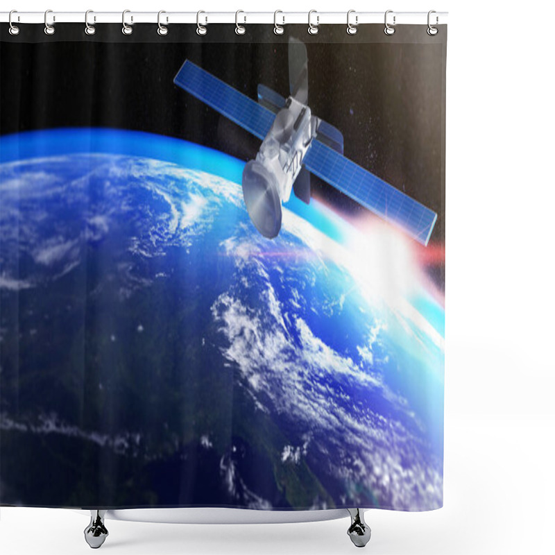 Personality  Technology Communication Image Global Navigation Satellite System,standard Generic Term For Satellite Navigation Systems,GNSS,3d Rendering Shower Curtains