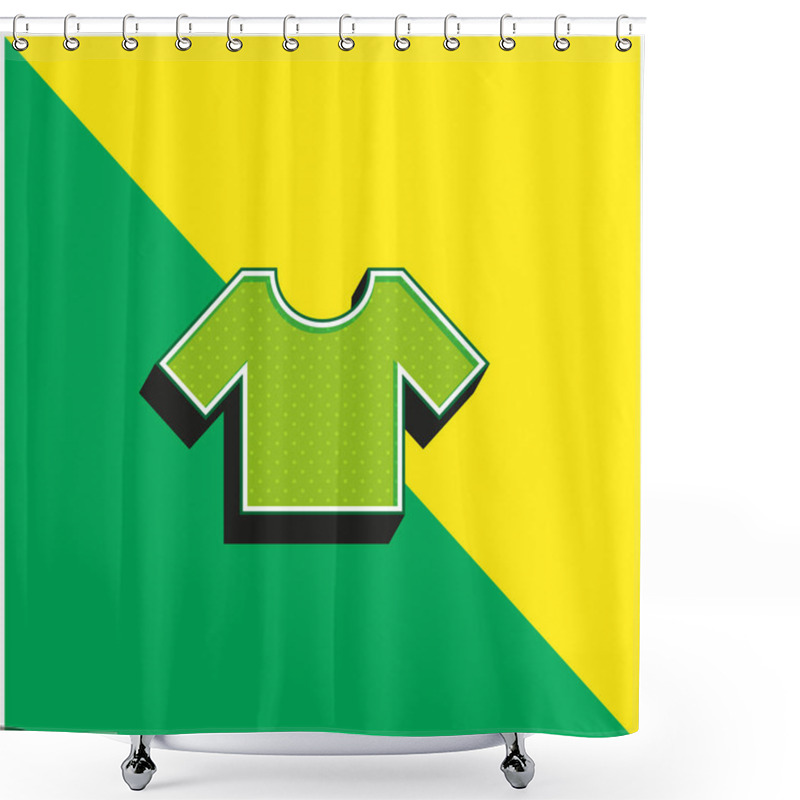 Personality  Basic T Shirt Green And Yellow Modern 3d Vector Icon Logo Shower Curtains