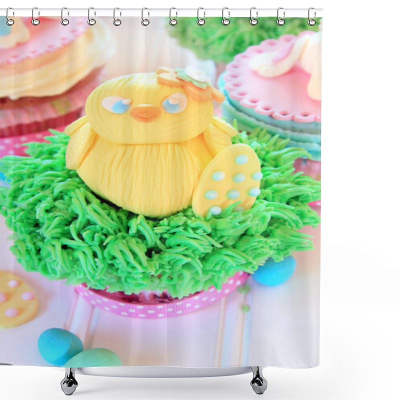 Personality  An Easter Cupcakes With Baby Chick Shower Curtains