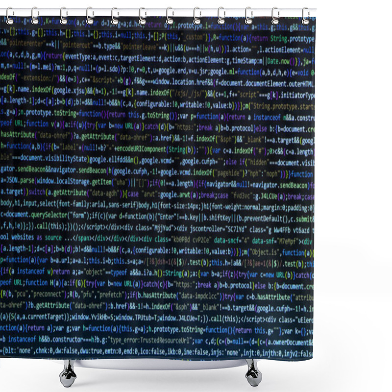 Personality  The Software Developer Is Doing Php Coding. Abstract Code Background. Selective Focus Code On Computer Screen Shower Curtains