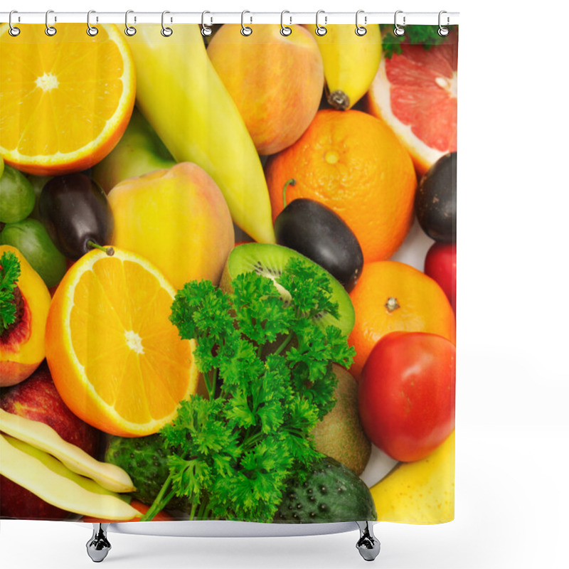 Personality  Fresh Fruits And Vegetables Shower Curtains