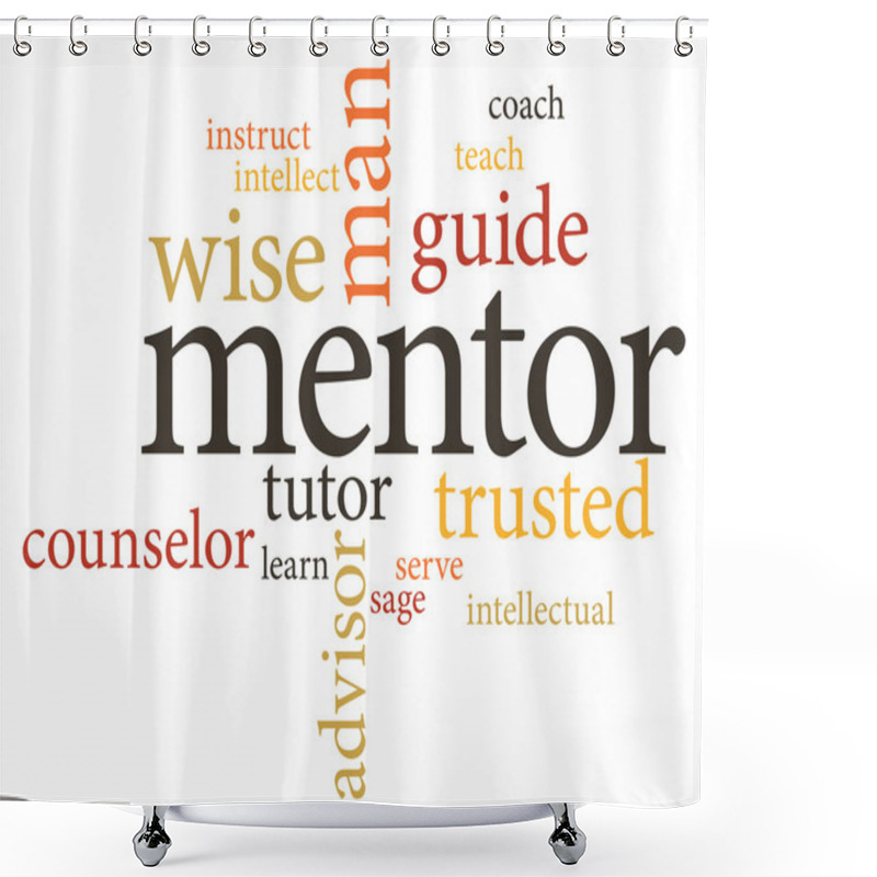 Personality  Illustration In Word Clouds Of The Word Mentor Shower Curtains