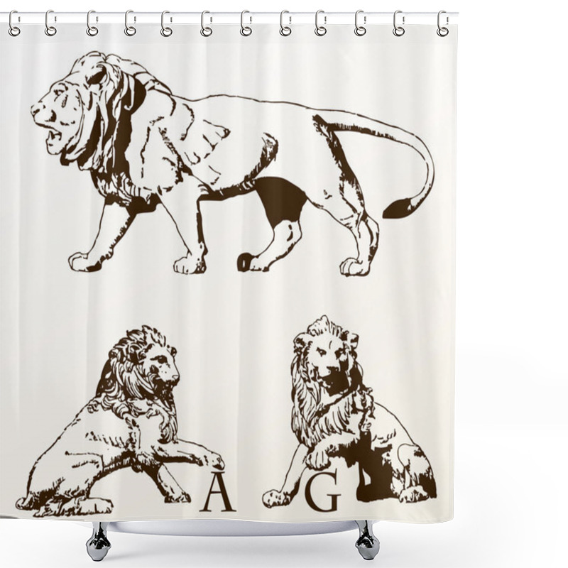 Personality  Heraldic Animals Lions Old Isolated Shower Curtains