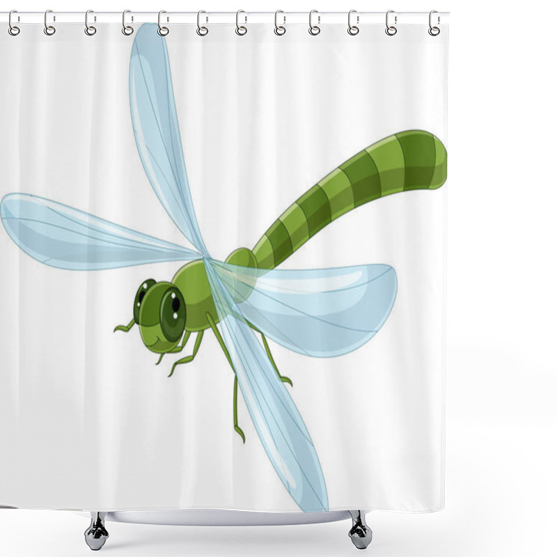 Personality  Vector Illustration Of Cartoon Funny Dragonfly On White Background Shower Curtains