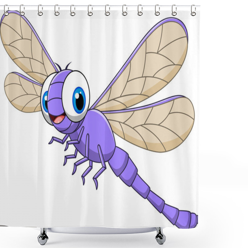 Personality  Cartoon Funny Dragonfly Isolated On White Background Shower Curtains