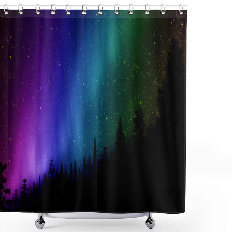 Personality  Aurora Borealis Night Above Mountain, Starry Night Shower Curtains