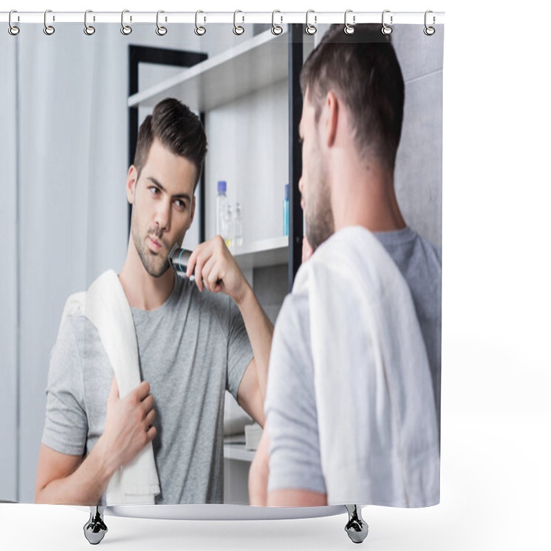 Personality  Shaving With Trimmer Shower Curtains